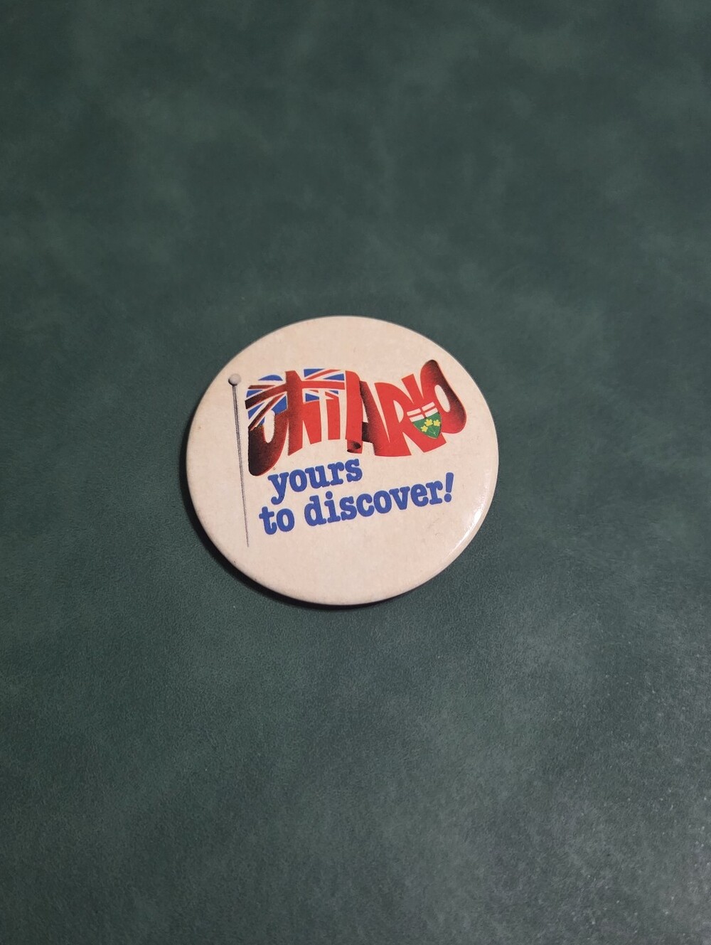 Vintage Ontario Yours To Discover Pin Button | Retro Souvenir Lapel Pin